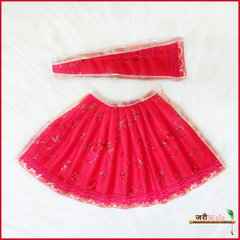 Blended Net Thread Work Red Lehnga Patka