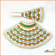 Cotton Thread Moti Work Orange Lehnga Patka