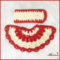 Woolen Red & Cream Moti Work Lehnga Patka