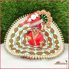 Cotton Thread Moti Work Red Poshak