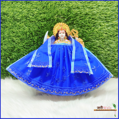 Blended Net Thread Work Blue Lehnga Patka