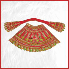 Thread Work Red Lehnga Patka - ZARIIWALAA