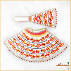 Cotton Thread Moti Work Yellow Lehnga Patka