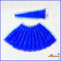 Blended Net Thread Work Blue Lehnga Patka