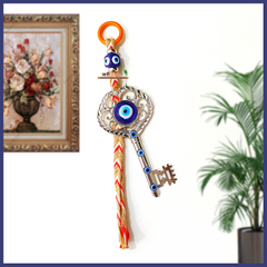 Fengshui Antique Metal Key Evil Eye Hanging