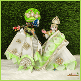 Booti Work White & Green Poshak - ZARIIWALAA