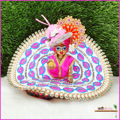 Cotton Thread Moti Work Magenta Poshak