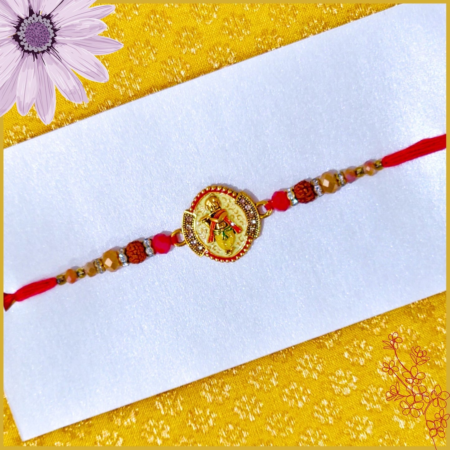 Fancy Handcrafted Antique Krishna With Flute Rakhi