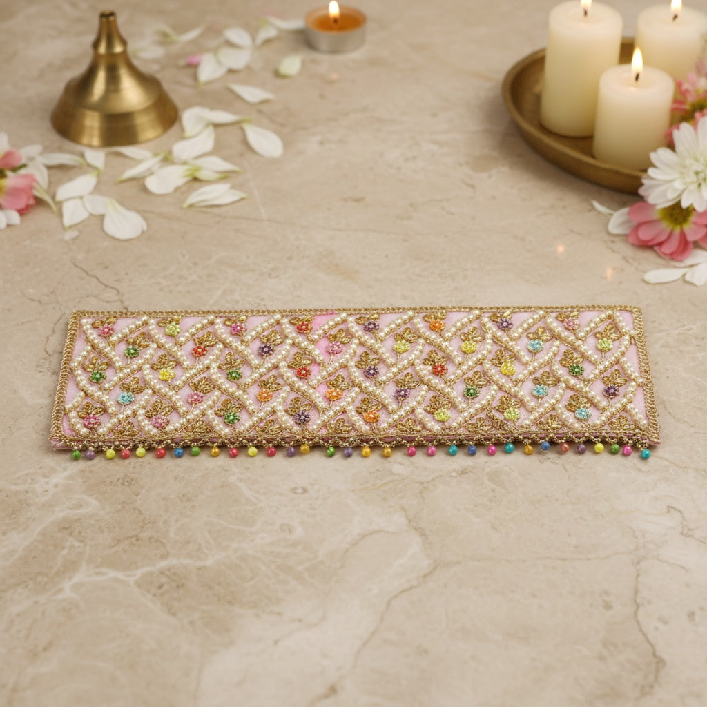 Thread Moti Stone Work Baby Pink Small Chunri