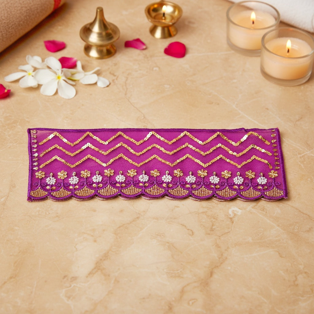 Thread Moti Sitara Cutdana Work Purple Small Chunri