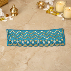 Thread Moti Sitara Cutdana Work Teal Blue Small Chunri