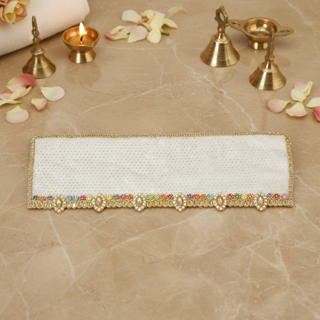 Thread Jarkan Stone Work Cream Small Chunri