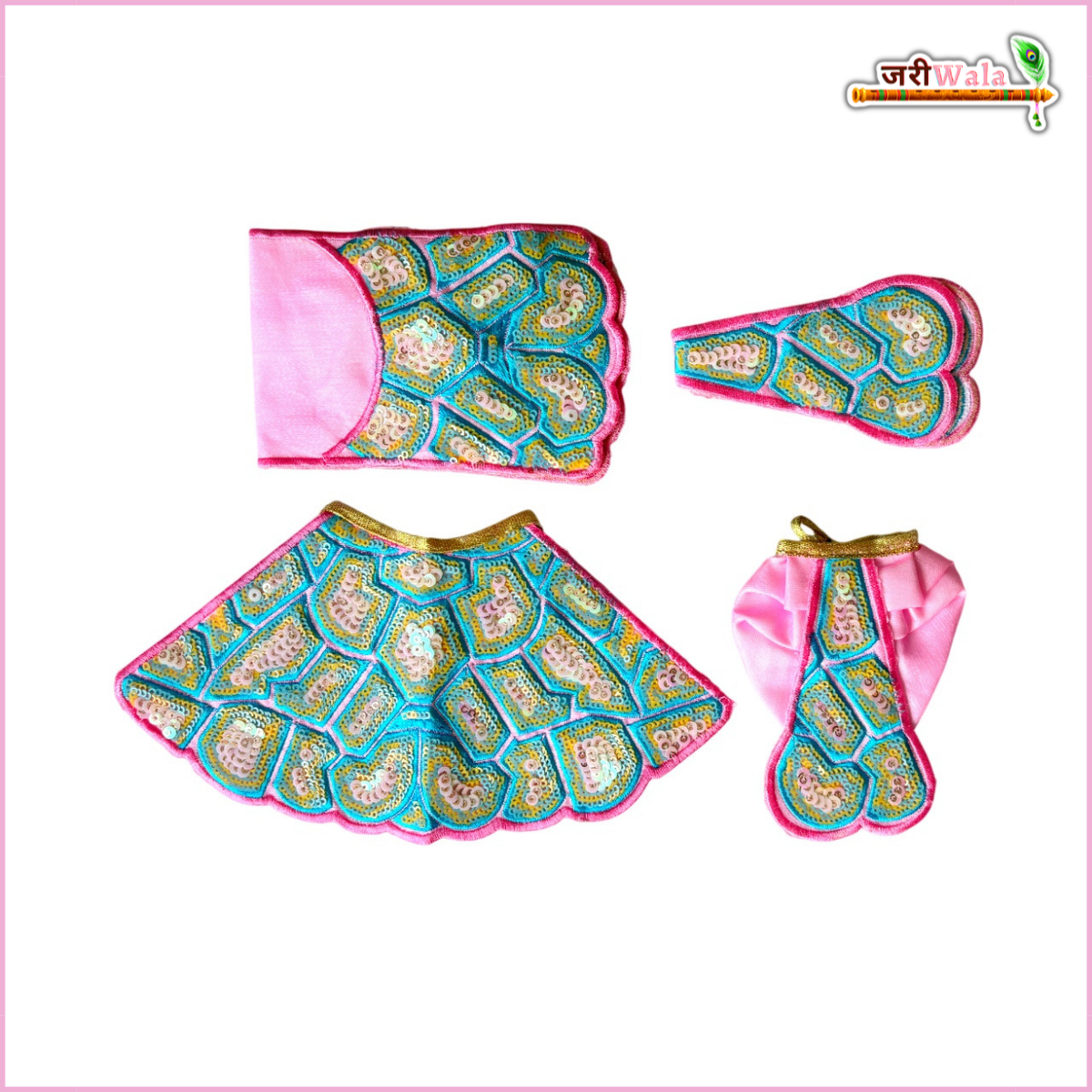 Coton Thread Sitara Work Baby Pink Jugal Jodi Poshak