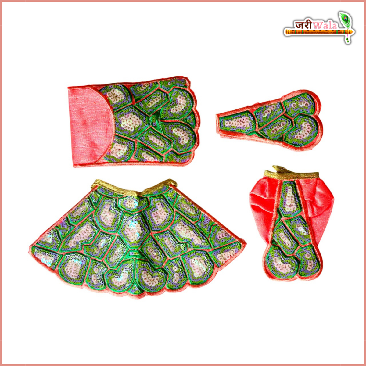 Coton Thread Sitara Work Gajri Jugal Jodi Poshak