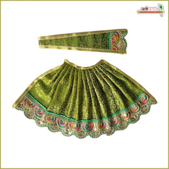 Blended Thread Lace Work Olive Green Lehenga Patka