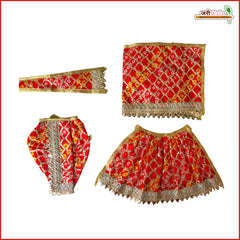 Bandhej Lace Work Red Jugal Jodi Poshak