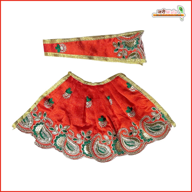 Blended Thread Sitara Work Red Lehnga Patka