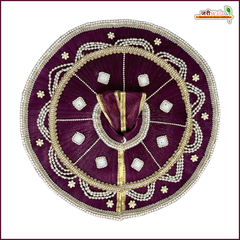 Net Frill Lace Jarkan Moti Work Purple Laddu Gopal Poshak With Patka
