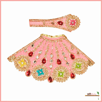 Shaneel Moti Stone Work Baby Pink Lehnga Patka