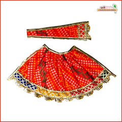 Bandhej Lace Work Red Lehnga Patka