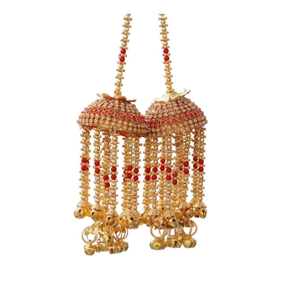 Laddu Gopal Dress – Green & Orange Embroidered Poshak Set
