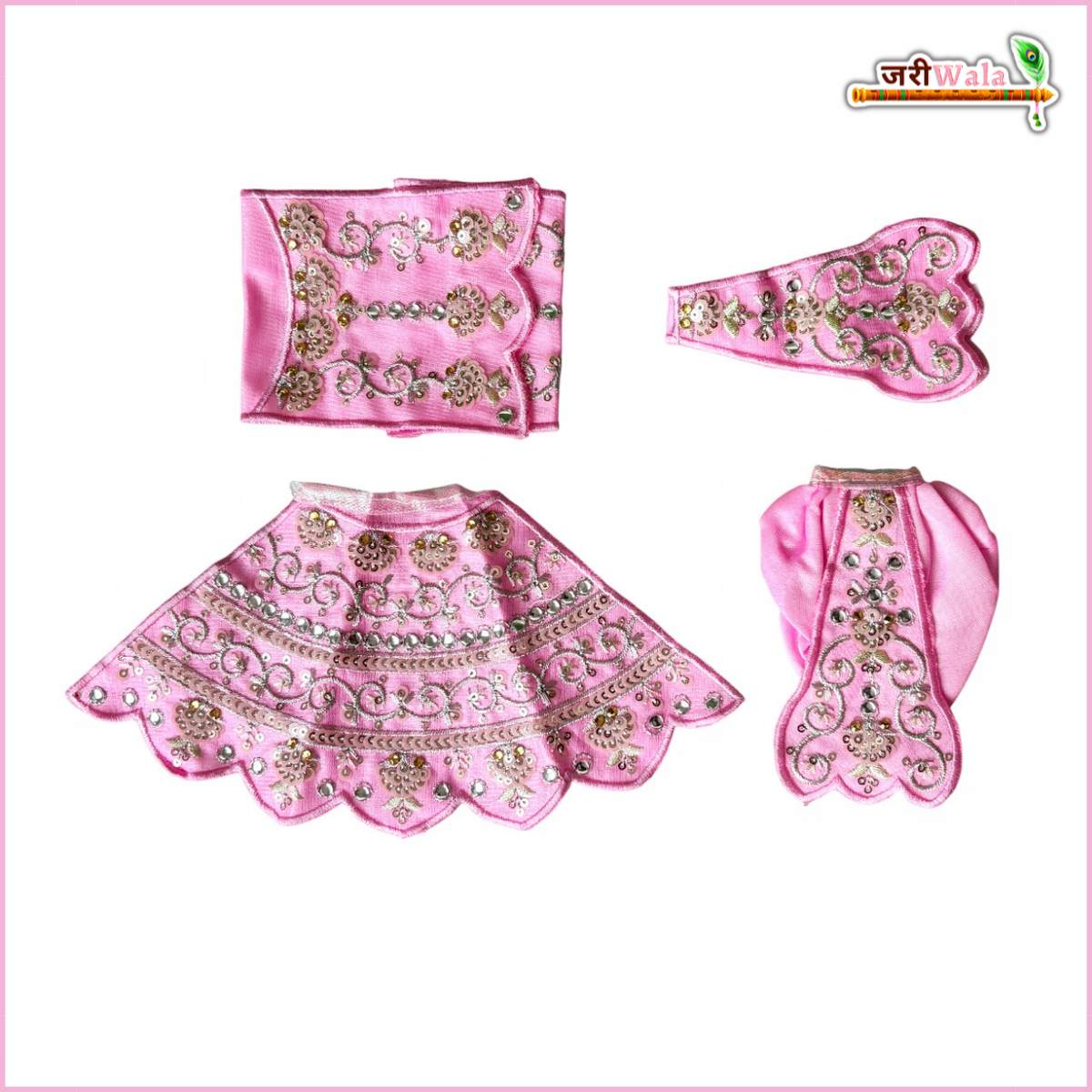 Coton Thread Sitara Stone Work Baby Pink Jugal Jodi Poshak