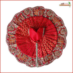 Bandhej Frill Cutdana Sitara Moti Work Red Laddu Gopal Poshak With Pagdi