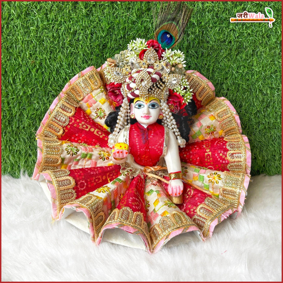 Blended Cone Lace Sitara Work Multicolor Laddu Gopal Poshak