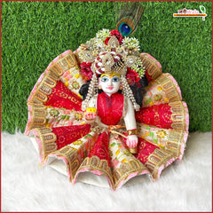 Blended Cone Lace Sitara Work Multicolor Laddu Gopal Poshak
