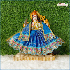 Blended Thread Lace Work Sapphire Blue Lehenga Patka