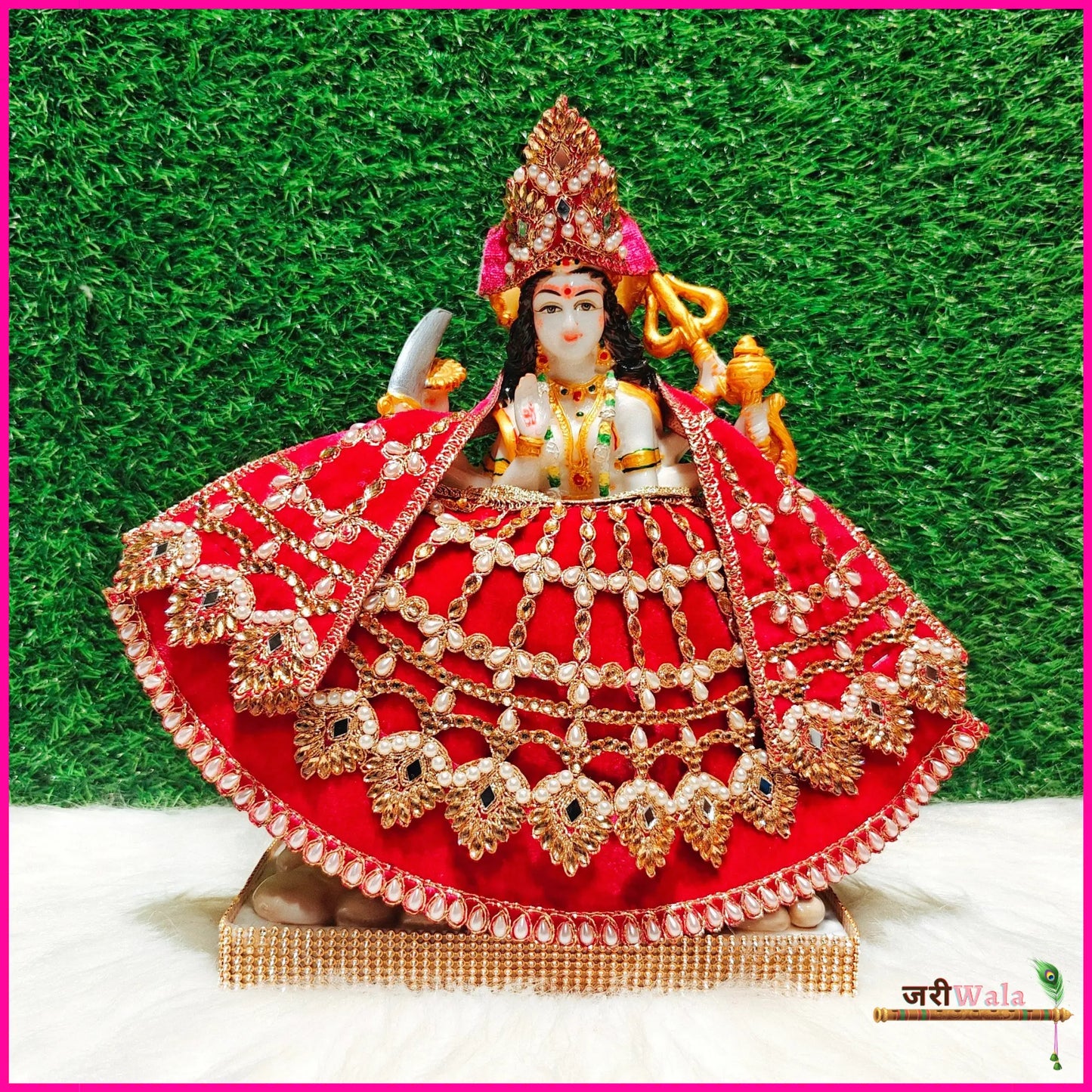 Shaneel Moti Stone Work Magenta Lehnga Patka With Mukut