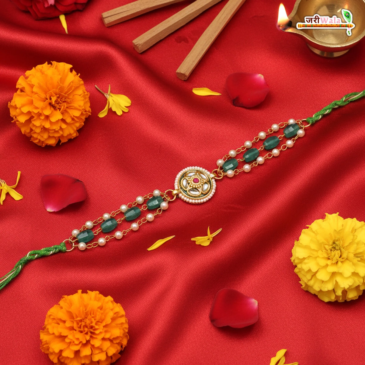 Fancy Handcrafted Antique Metal Kundan Rakhi