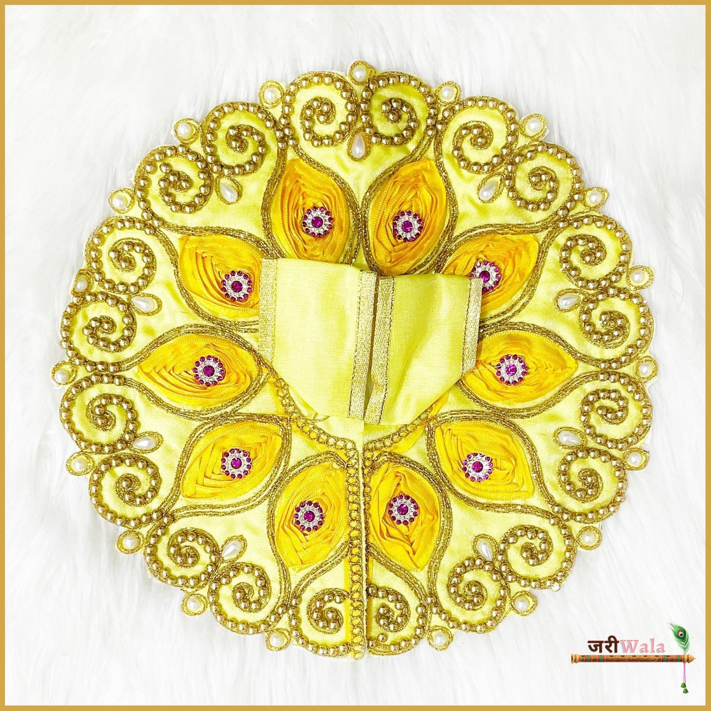Blended Thread Moti Work Yellow Laddu Poshak