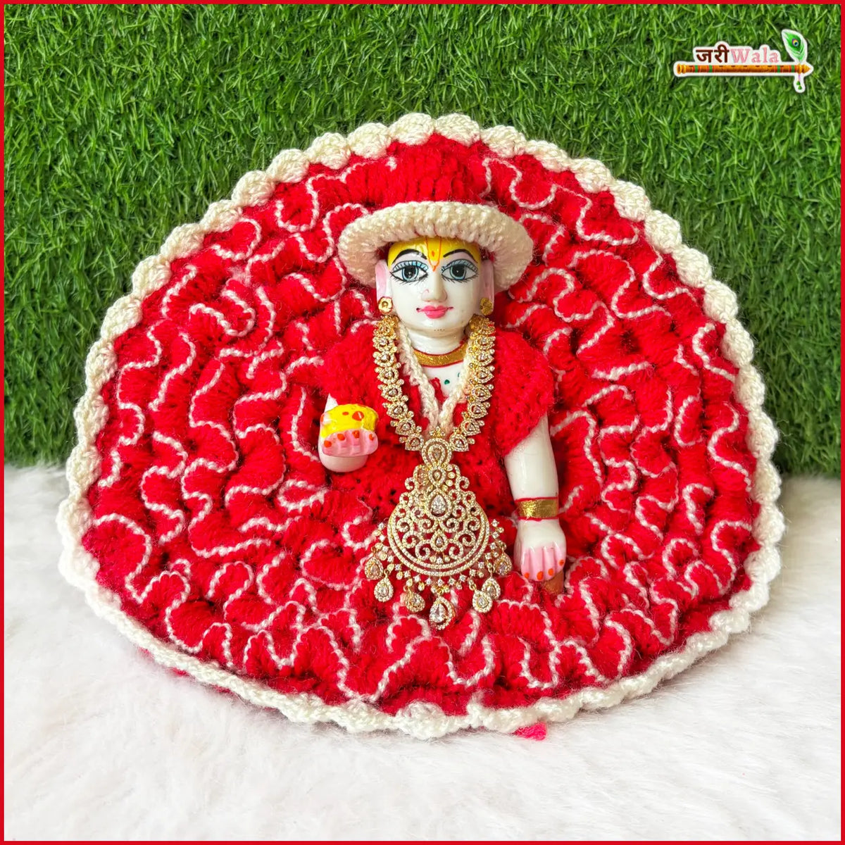 Woolen Fancy Multicolor Laddu Gopal Poshak With Cap