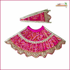 Bandhej Thread Booti Work Magenta Lehnga Patka
