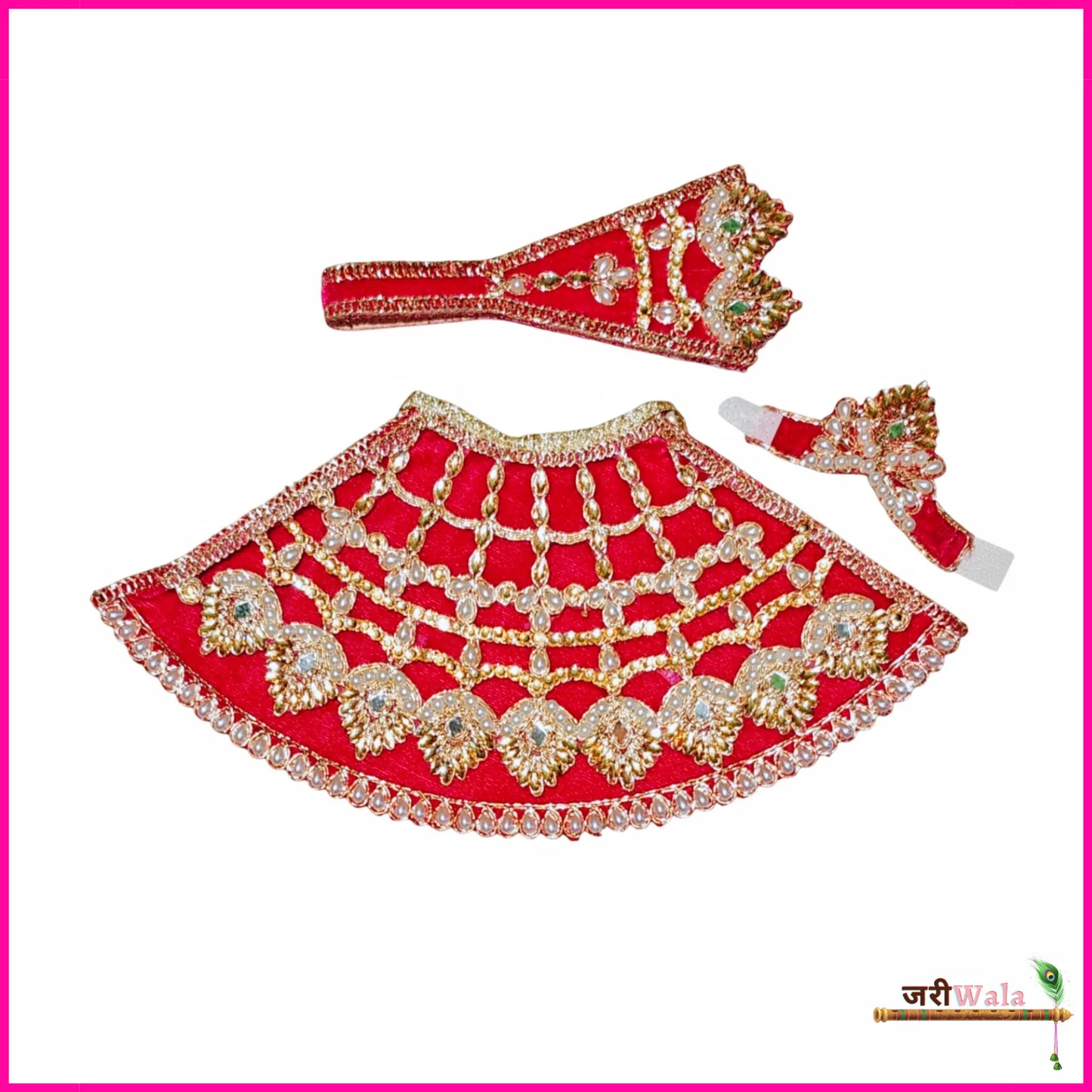 Shaneel Moti Stone Work Magenta Lehnga Patka With Mukut