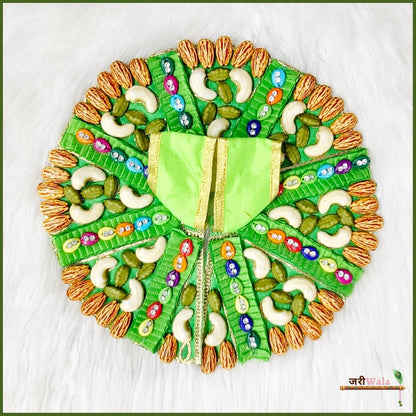 Blended Frill Plastic Dry Fruit Work Green Poshak