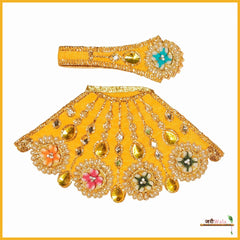 Shaneel Moti Stone Work Yellow Lehnga Patka