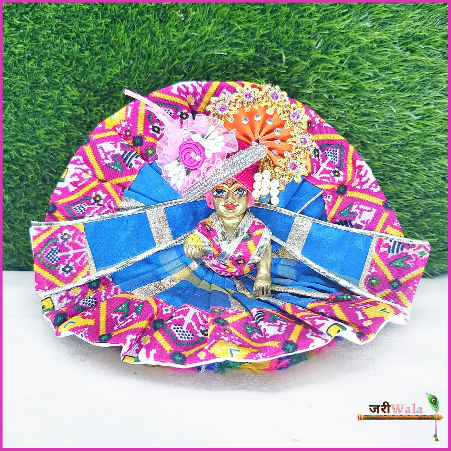 Bandhej Multicolor Laddu Gopal Poshak With Patka