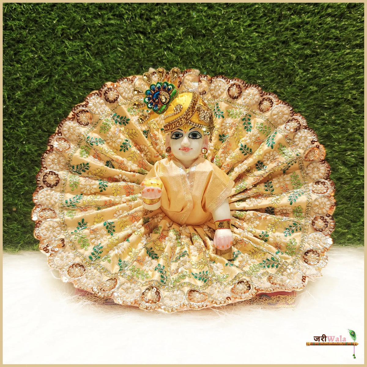 Cotton Thread Cutdana Work Peach Laddu Poshak