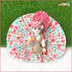 Cotton Floral Print Light Red (Multicolor) Laddu Gopal Poshak