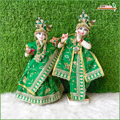 Blended Thread Sitara Work Green Jugal Jodi Poshak