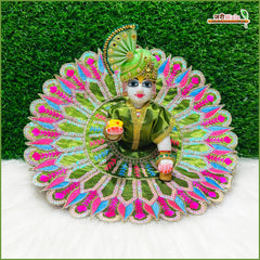 Blended Thread Sitara Work Emerald Green Laddu Gopal Poshak