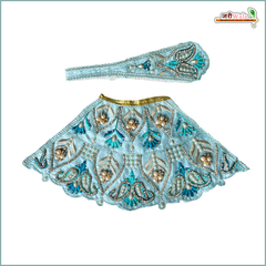 Blended Thread Jarkan Moti Work Light Blue Lehnga Patka