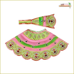 Blended Frill Net Cutdana Moti Work Light Green & Baby Pink Lehnga Patka
