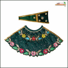 Blended Thread Dabka Sitara Stone Work Bottle Green Lehnga Patka