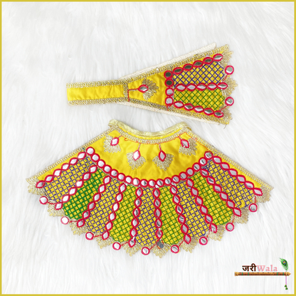 Blended Thread Lace Work Yellow Lehnga Patka