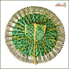 Bandhej Lace Work Green Laddu Gopal Poshak