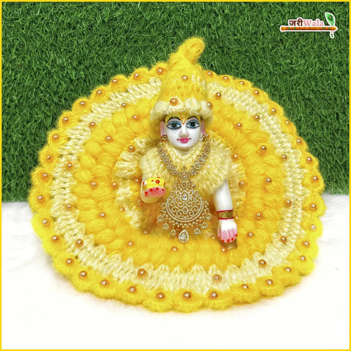 Woolen Fancy Yellow & Cream Poshak With Cap