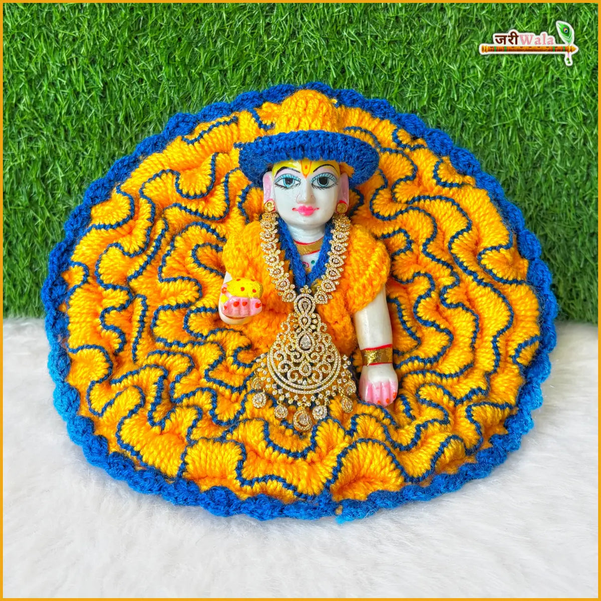 Woolen Fancy Multicolor Laddu Gopal Poshak With Cap